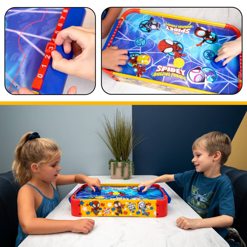 Jeu De Air Hockey Spider-Man – Arène Avec Souffleur Intégré – 2 Raquettes Et 2 Palets – Dès 3 Ans